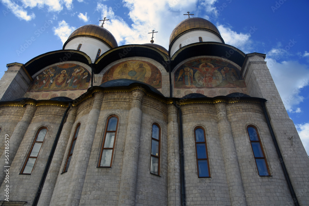 Moscow Kremlin architecture, popular landmark. Dormition church.