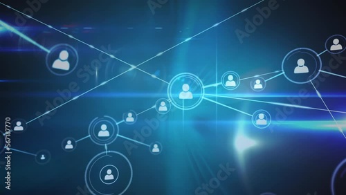 Wallpaper Mural Animation of network of connections with people icons with glowing spots Torontodigital.ca