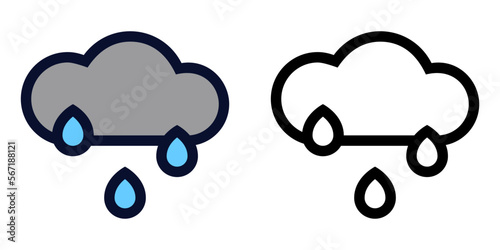 Shower Rain. Color and Line Icons