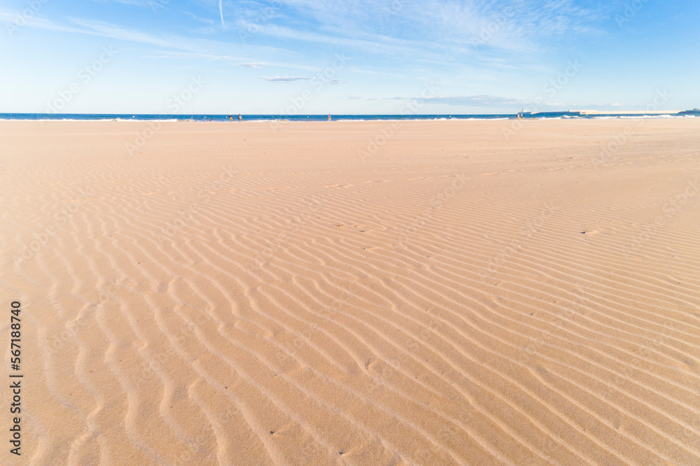 sand dunes on the beach of Valencia in Autumn 