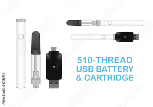 Cannabis CBD Hemp or Delta 8 Vape Cartridge and Battery with USB Charger photo
