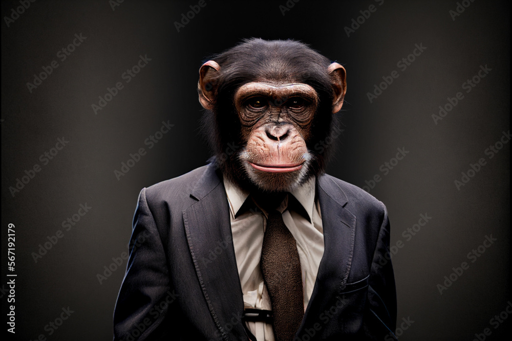 Portrait of an Chimpanzee dressed in a formal business suit Portrait of an Chimpanzee dressed in a formal business suit