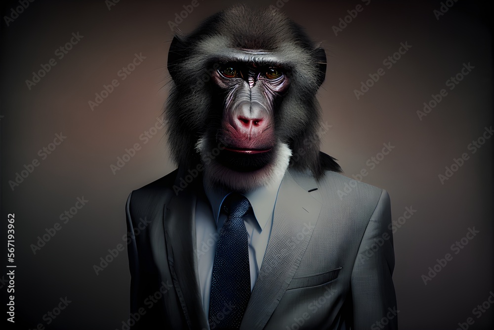 Portrait of a Baboon dressed in a formal business suit Portrait of a Baboon dressed in a formal business suit
