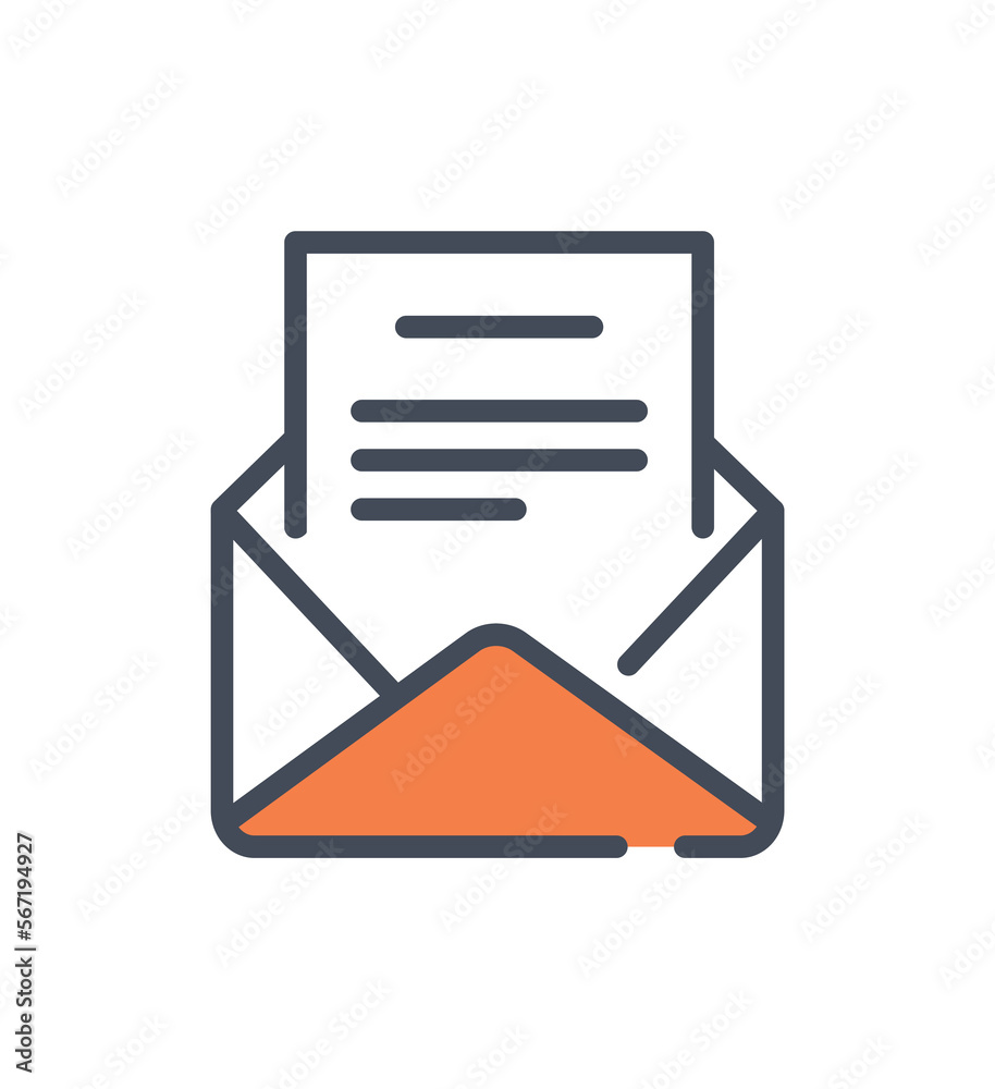 Envelope with letter orange icon. Business correspondence, international communication and interaction. Entrepreneurship and processes, teamwork and partnerships. Cartoon flat vector illustration Envelope with letter orange icon. Business correspondence, international communication and interaction. Entrepreneurship and processes, teamwork and partnerships. Cartoon flat vector illustration
