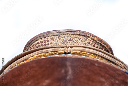 Saddle cantle on horse rear view