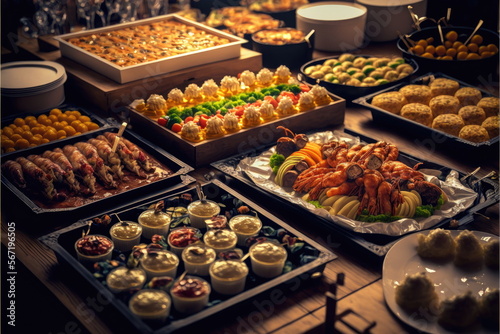 buffet food, catering food party, Made by AI,Artificial intelligence