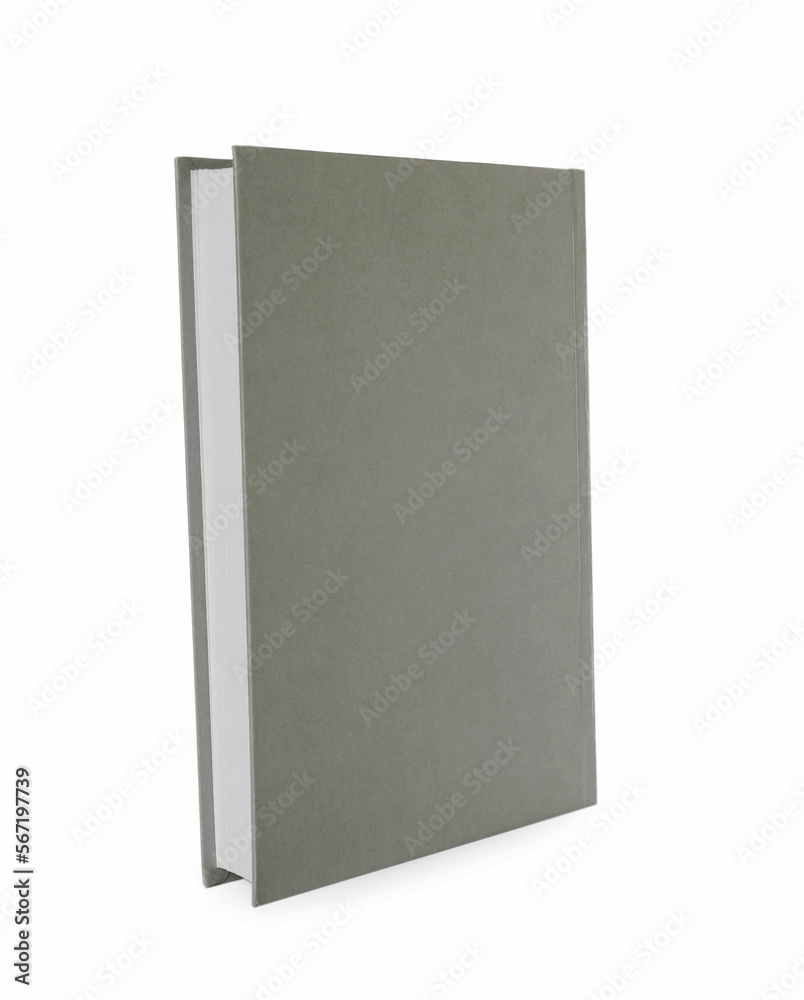 Closed book with grey hard cover isolated on white Closed book with grey hard cover isolated on white