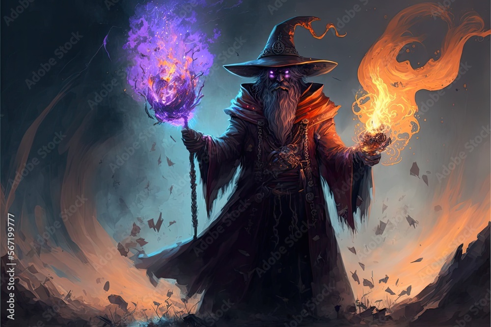 A Sorcerer Who Can Control The Elements, Casting Spells That Summon ...