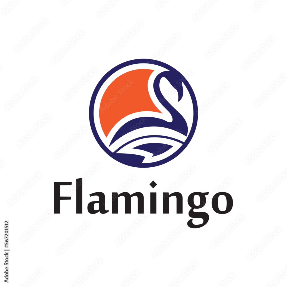 Iconic Flamingo logo designs concept vector, Flamingo bird logo template