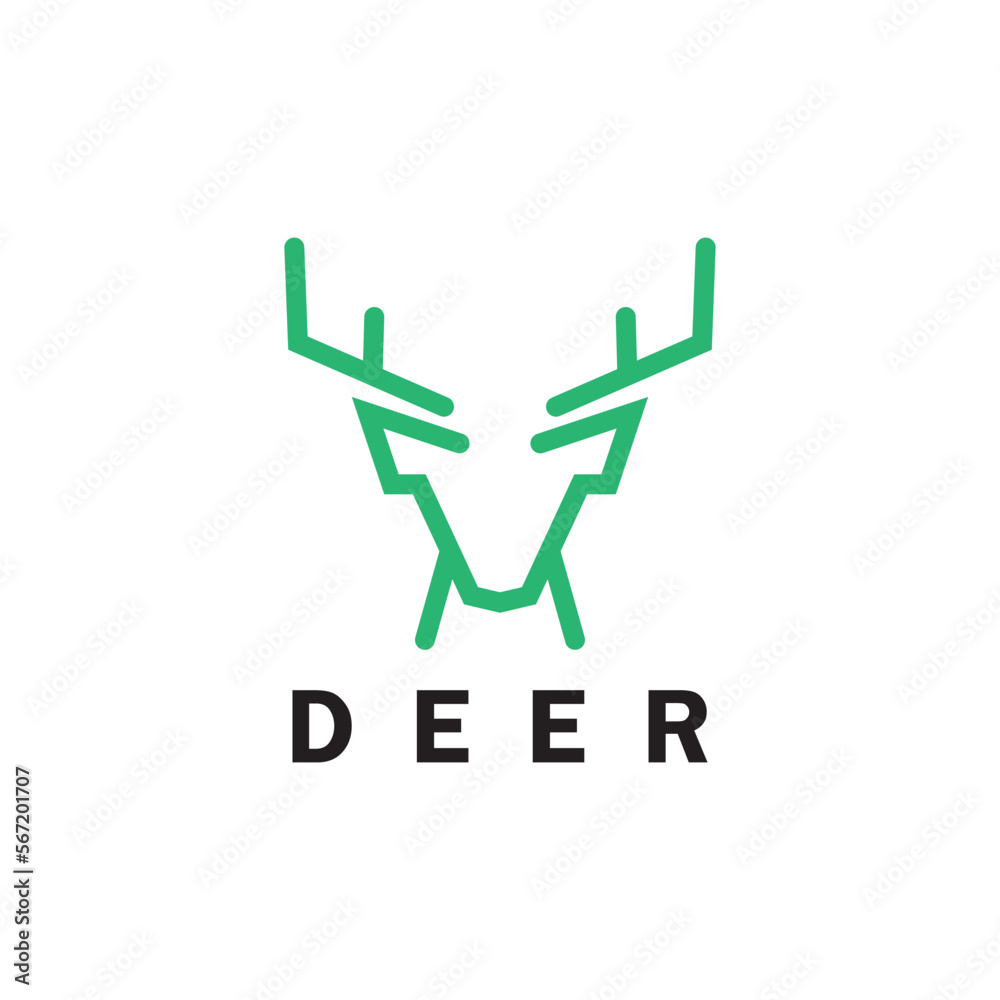 Deer monoline logo design vector template Deer monoline logo design vector template