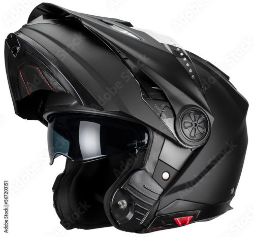 casco motociclista abatible doble propósito enduro motocross negro mate casi de perfil, mentonera abierta