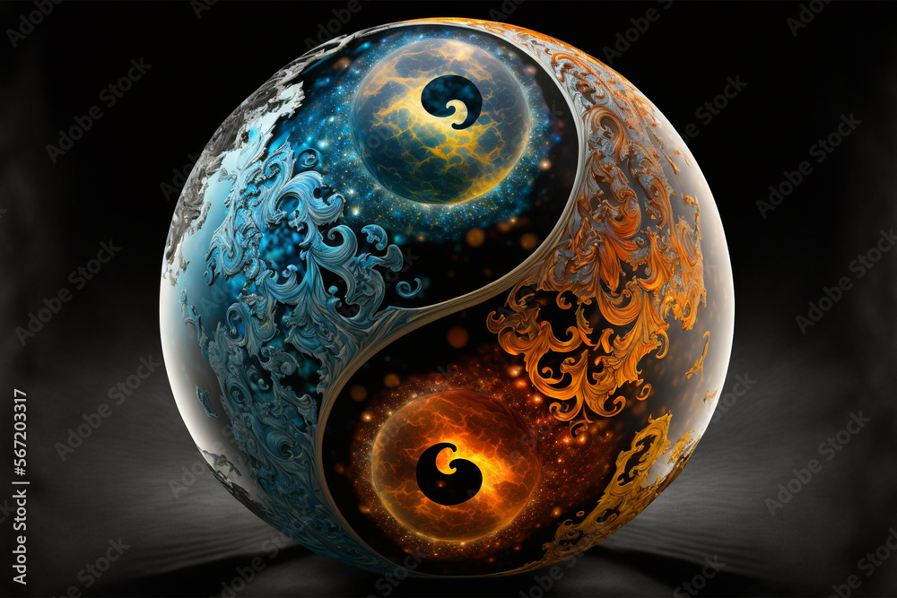 Yin yang fire and water inspired symbol Stock Illustration | Adobe Stock