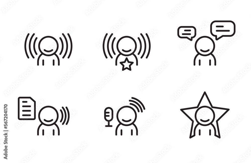 influencer icon vector. content creator vector linear style on white background for web app banner logo design - Icon vector influencer icon vector. content creator vector linear style on white background for web app banner logo design - Icon vector