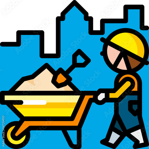 wheelbarrow filled outline icon