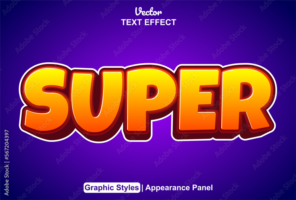 super text effect with graphic style and editable.