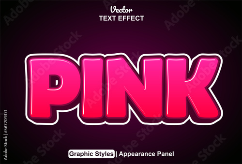 pink text effect with graphic style and editable.