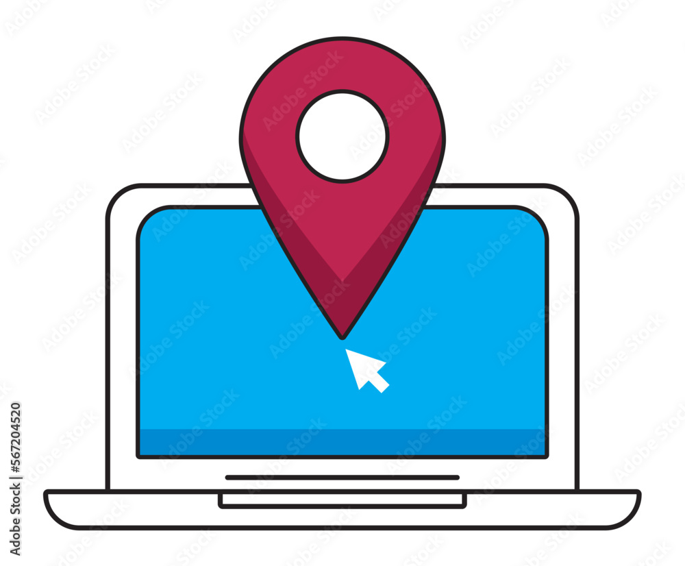 laptop with pin location