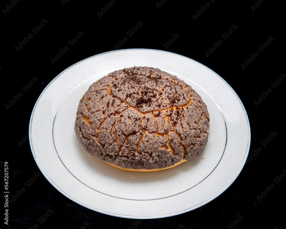 Concha de chocolate, pan de dulce mexicano Concha de chocolate, pan de dulce mexicano