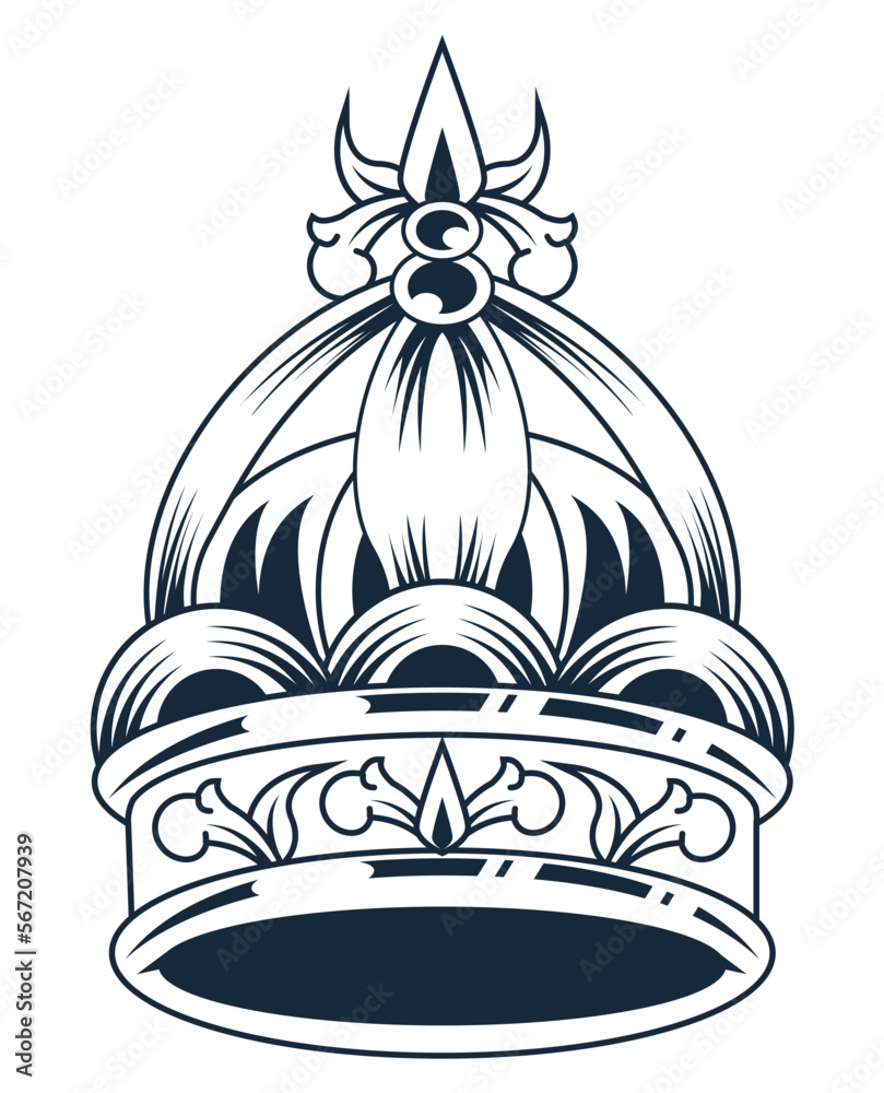crown with fleur de lis - obrazy, fototapety, plakaty 