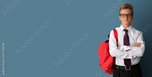 Teenage boy with backpack o...