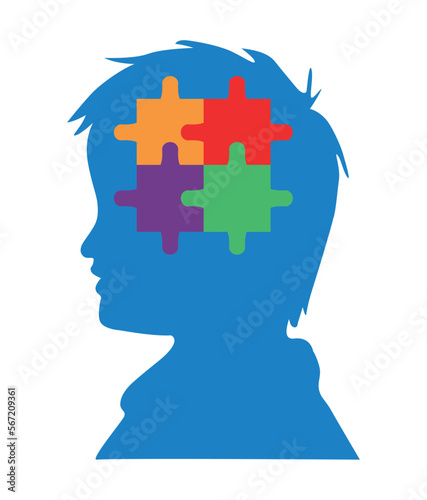 boy silhouette with puzzle