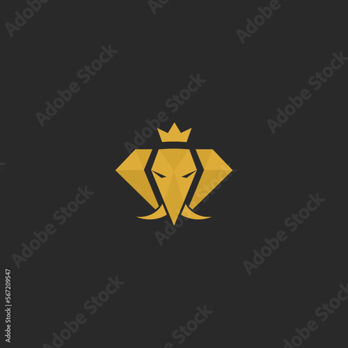 Luxurious style golden diamond elephant logo vector illustration