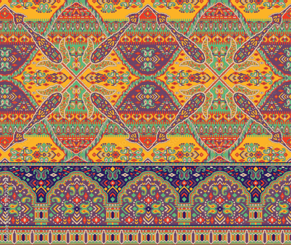 Ethnic ikat beautiful seamless pattern. Mexican striped style. Native traditional. Design for background, wallpaper, vector illustration, fabric, clothing, batik, carpet, embroidery.
