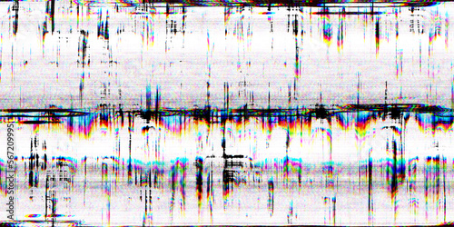 Seamless broken printer streaky faded lines CMYK color ink toner texture overlay. Abstract bad blurry vintage xerox photocopy glitch noise pattern. Dystopia core aesthetic gritty grunge background.. photo