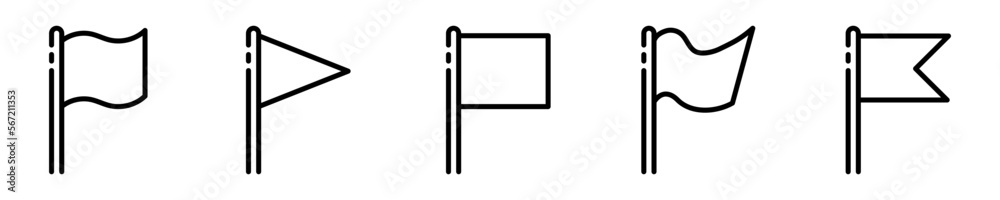 Conjunto de iconos de banderas de diferentes estilos. Ilustración vectorial