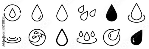 Conjunto de iconos de gota de agua. Ilustración vectorial