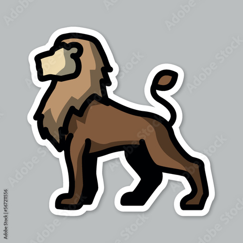 lion animal, editable cartoon style sticker vector