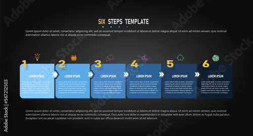 Vector infographic label design template with icons and 6 options or steps.can be used for process diagrams, presentations, workflow layouts, banners, flow charts, data graphs, presentations.