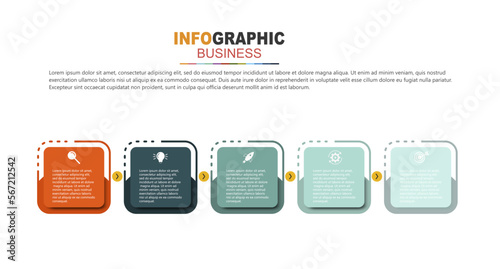 infographic business goals with icons and 5 options or steps can be used for process diagrams presentations workflow layouts banners flow charts data charts presentations