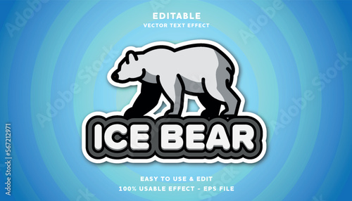 polar bear editable text effect logo with modern style	
