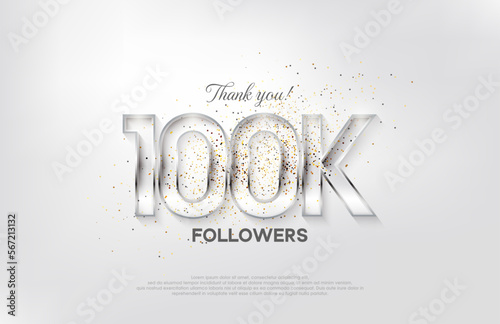 Followers design for the celebration of 30K100k followers. elegant silver design. Premium vector for poster, banner, celebration greeting.