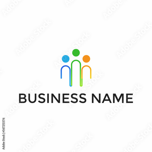 Business people line logo. Abstract group icon. Together concept. Workteam linear modern symbol. Networking sign. Friendship vector minimal illustration