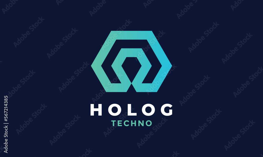 Logo vector blue hexagon minimalist design Logo vector blue hexagon minimalist design