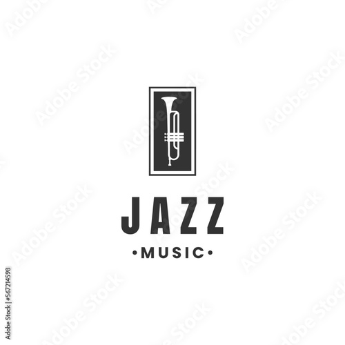trumpet cornet logo design in the frame