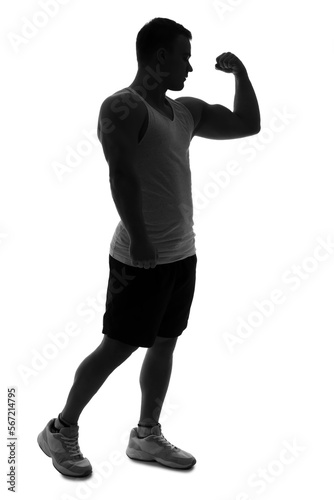 Silhouette of sporty young ...