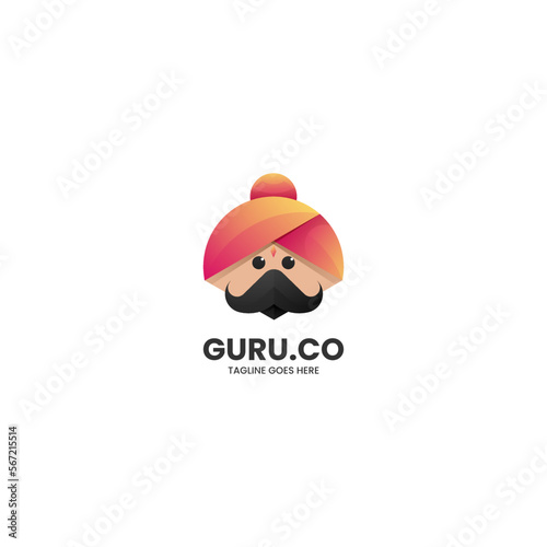 Vector Logo Illustration Guru Gradient Colorful Style.
