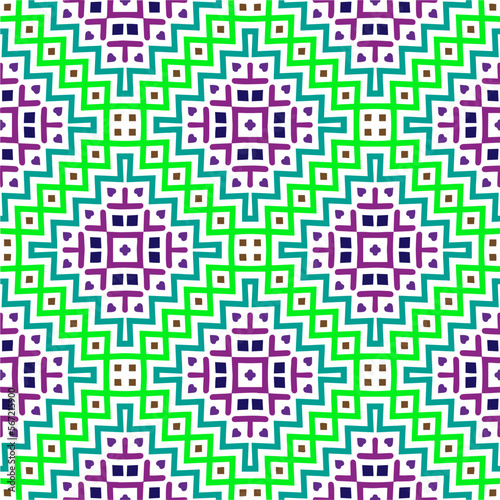 Vector geometric ornament in ethnic style. Seamless pattern with abstract shapes, repeat tiles. Vintage retro texture. . Repeating pattern for decor, fabric,textile and fabric .