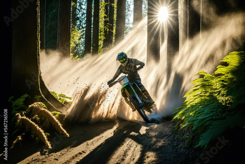 Intense Kawasaki Motocross Ride through the Forest