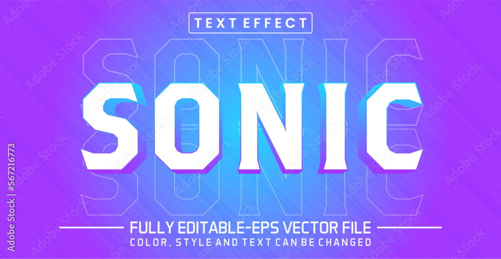 Sonic text editable style effect