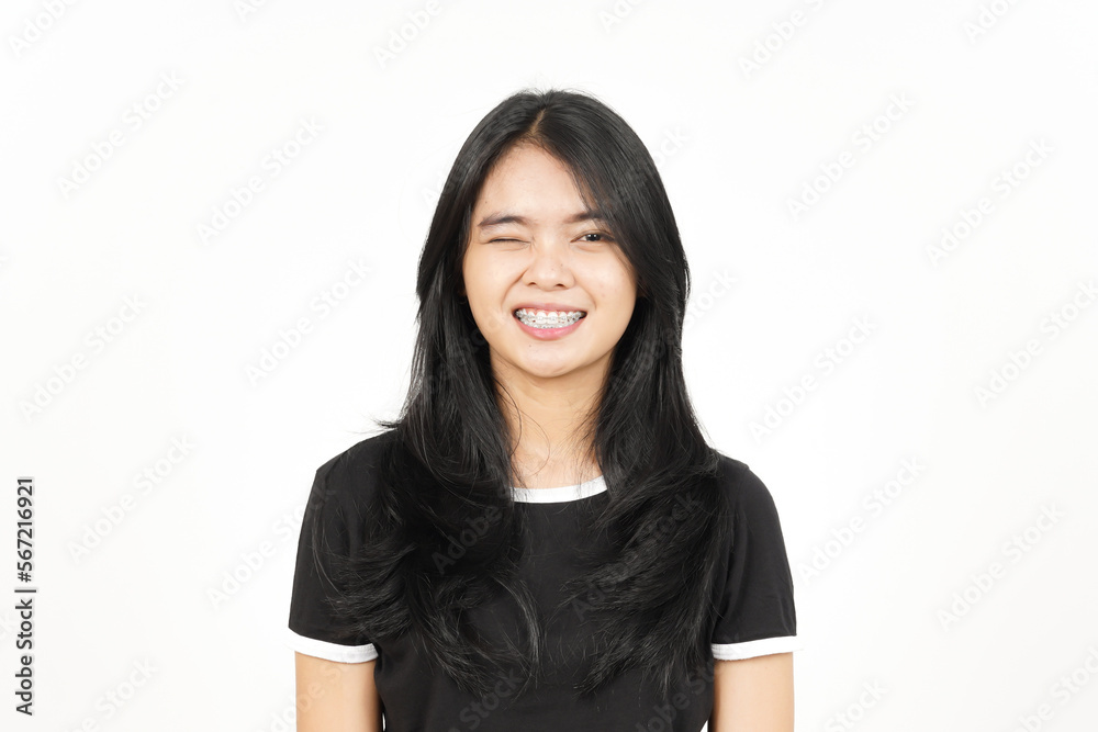 Smile and Wink at camera Of Beautiful Asian Woman Isolated On White Background Smile and Wink at camera Of Beautiful Asian Woman Isolated On White Background