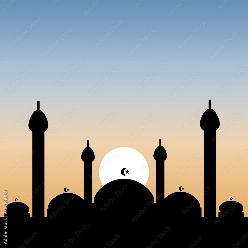 Mosque vector picture for any Islamic card and greeting like Ramadan and Eid Al-Fitr	