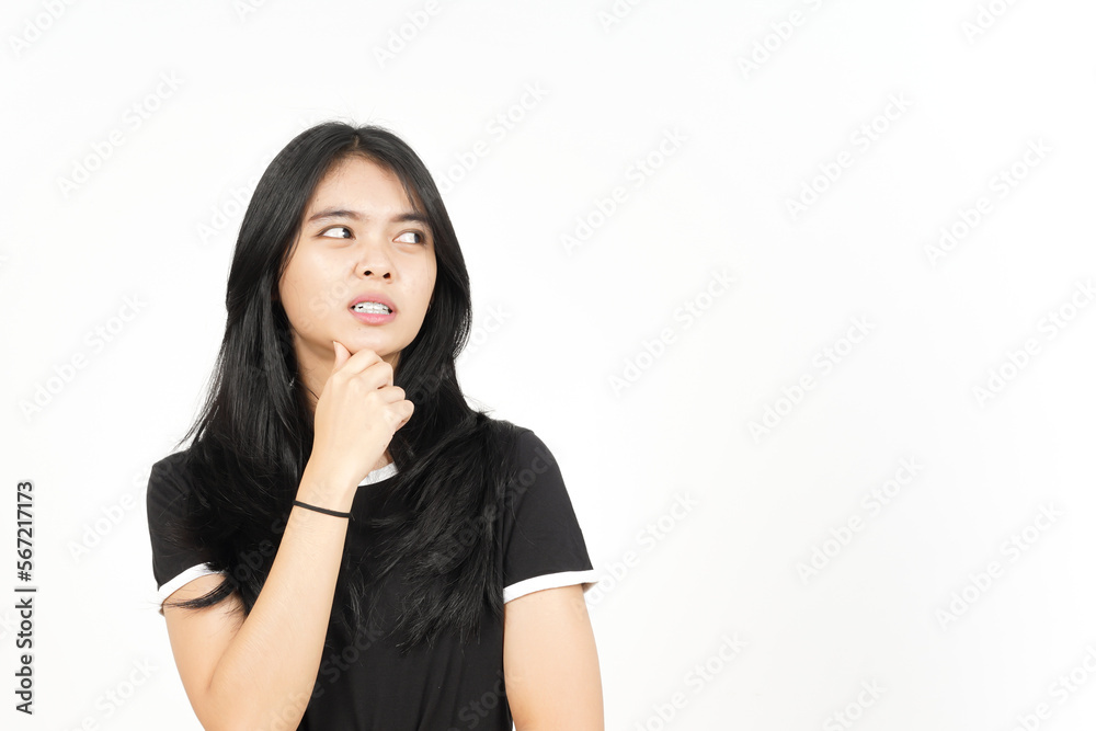 Thinking and Confused gesture Of Beautiful Asian Woman Isolated On White Background Thinking and Confused gesture Of Beautiful Asian Woman Isolated On White Background