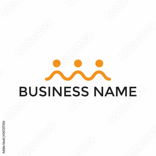 Business people line logo. Abstract group icon. Together concept. Workteam linear modern symbol. Networking sign. Friendship vector minimal illustration