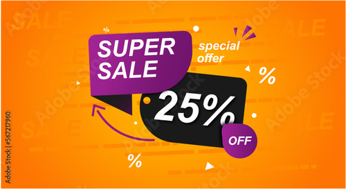 Super SALE special offer 25% off orange template photo