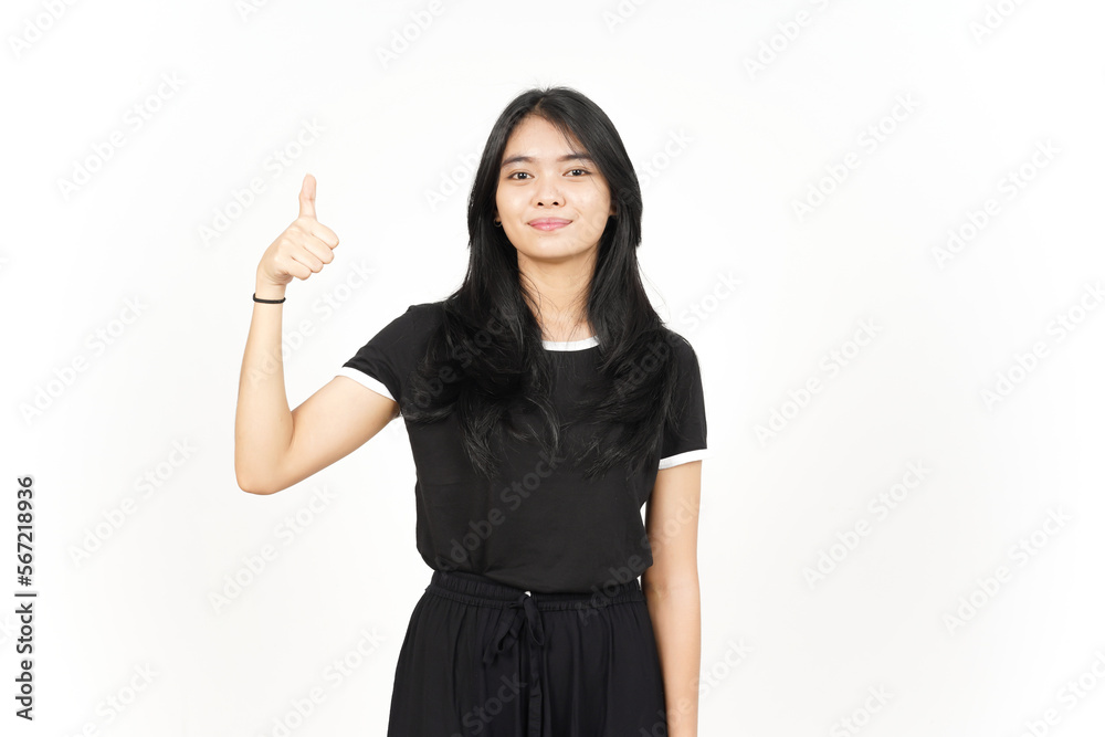 Showing Thumbs up Sign, Approved Sign Of Beautiful Asian Woman Isolated On White Background Showing Thumbs up Sign, Approved Sign Of Beautiful Asian Woman Isolated On White Background