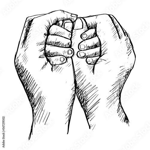 Sketch mother hands holding baby with heart shape background.